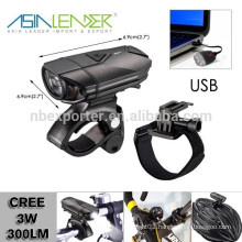 3 Modes - High, Middle & Low | USB Rechargeable, Water Resistant LED Bike Headlight